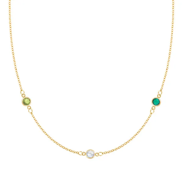 Personalized Classic 3 Birthstone Necklace in 14k Gold sold by Haverhill
