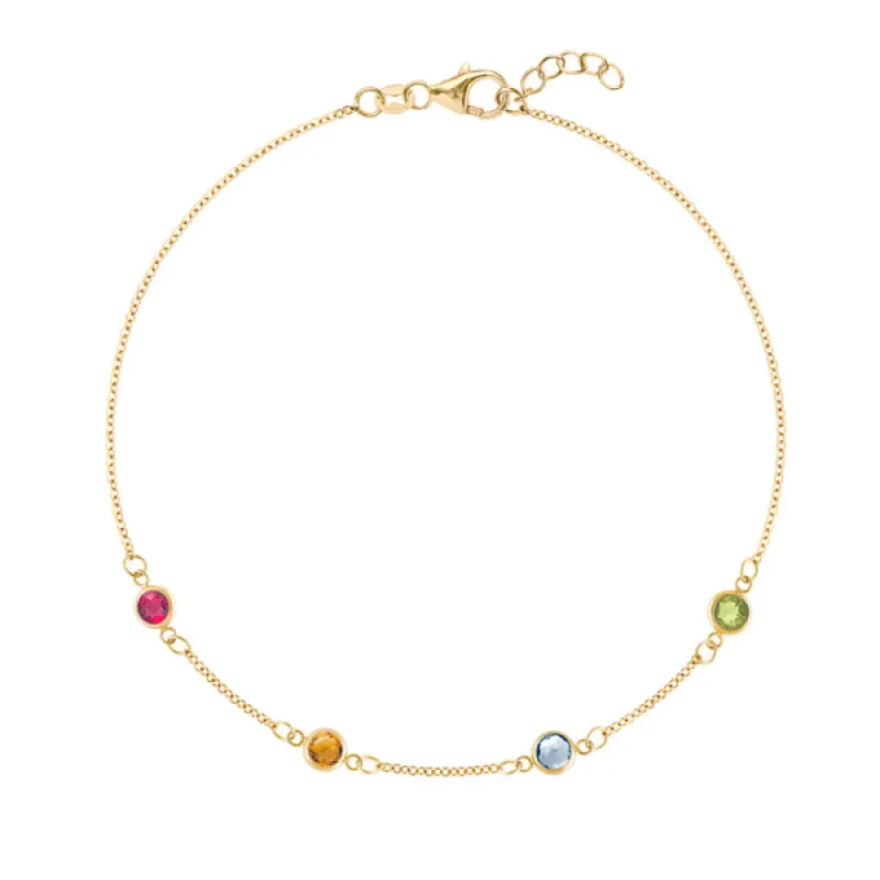 Personalized Classic 4 Birthstone Bracelet in 14k Gold sold by Haverhill