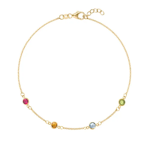 Personalized Classic 4 Birthstone Bracelet in 14k Gold sold by Haverhill