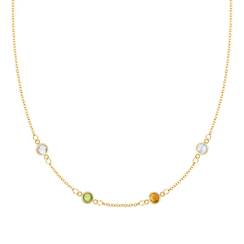 Personalized Classic 4 Birthstone Necklace in 14k Gold sold by Haverhill