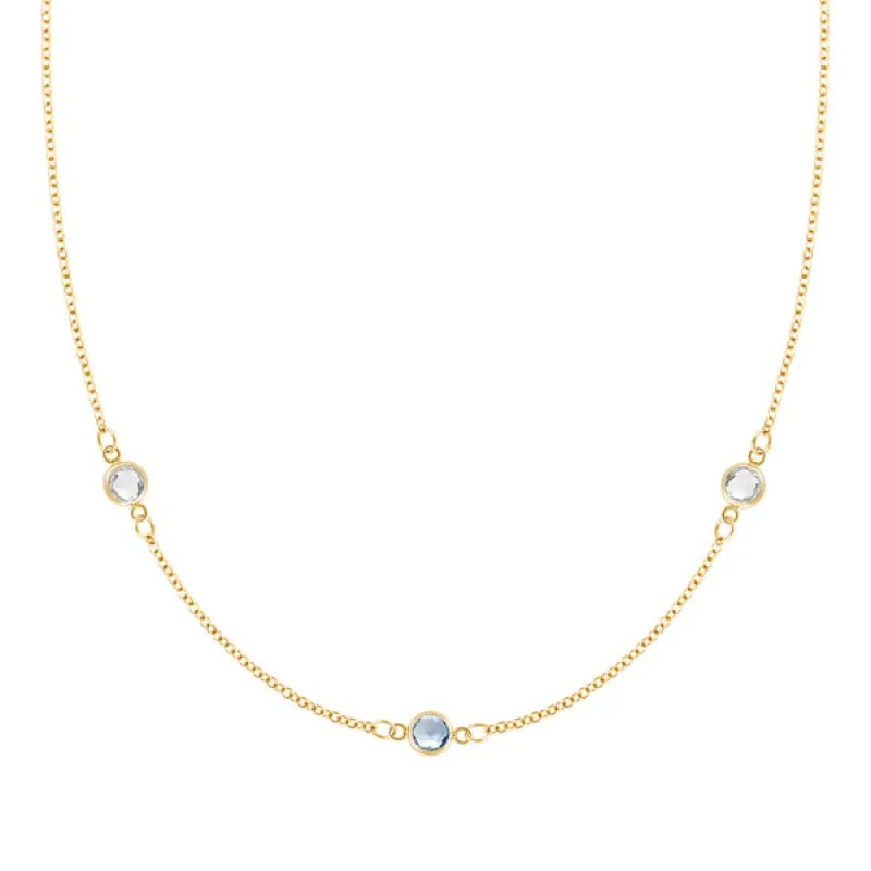Personalized Classic 3 Birthstone Necklace in 14k Gold sold by Haverhill