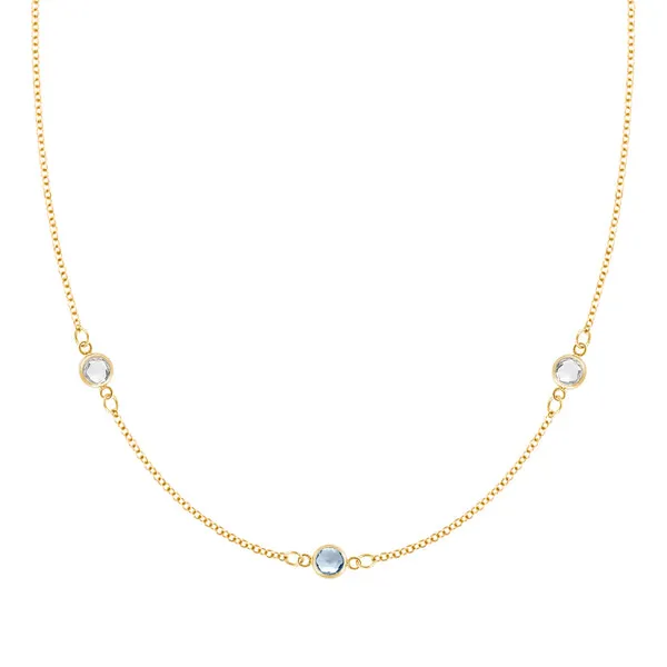 Personalized Classic 3 Birthstone Necklace in 14k Gold sold by Haverhill