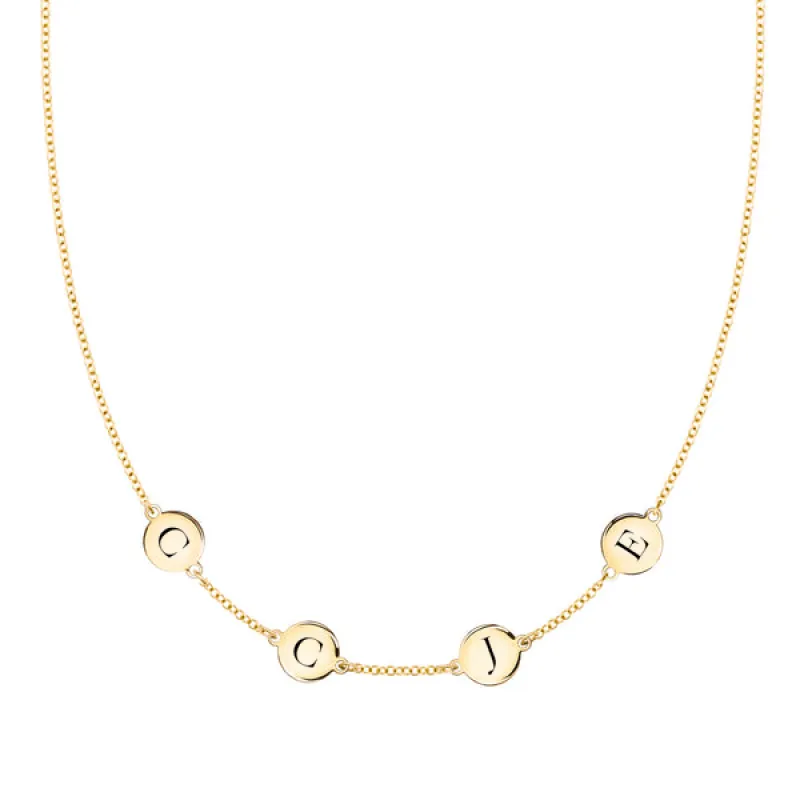 Personalized 4 Letter Necklace in 14k Gold (Single Spacing) sold by Haverhill