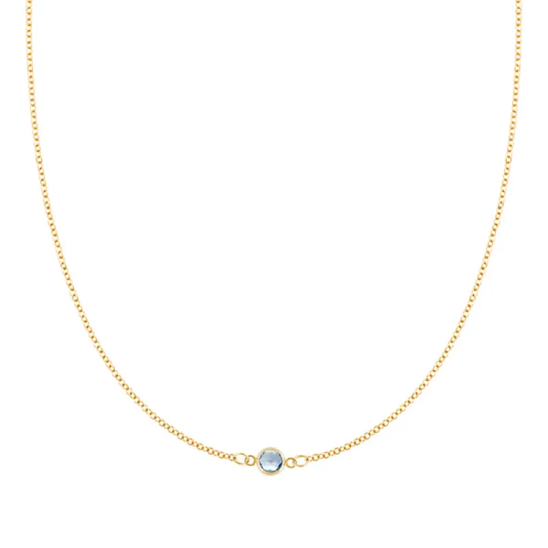 Personalized Classic 1 Birthstone Necklace in 14k Gold sold by Haverhill
