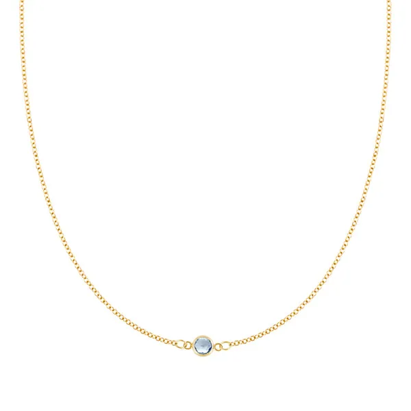 Personalized Classic 1 Birthstone Necklace in 14k Gold sold by Haverhill