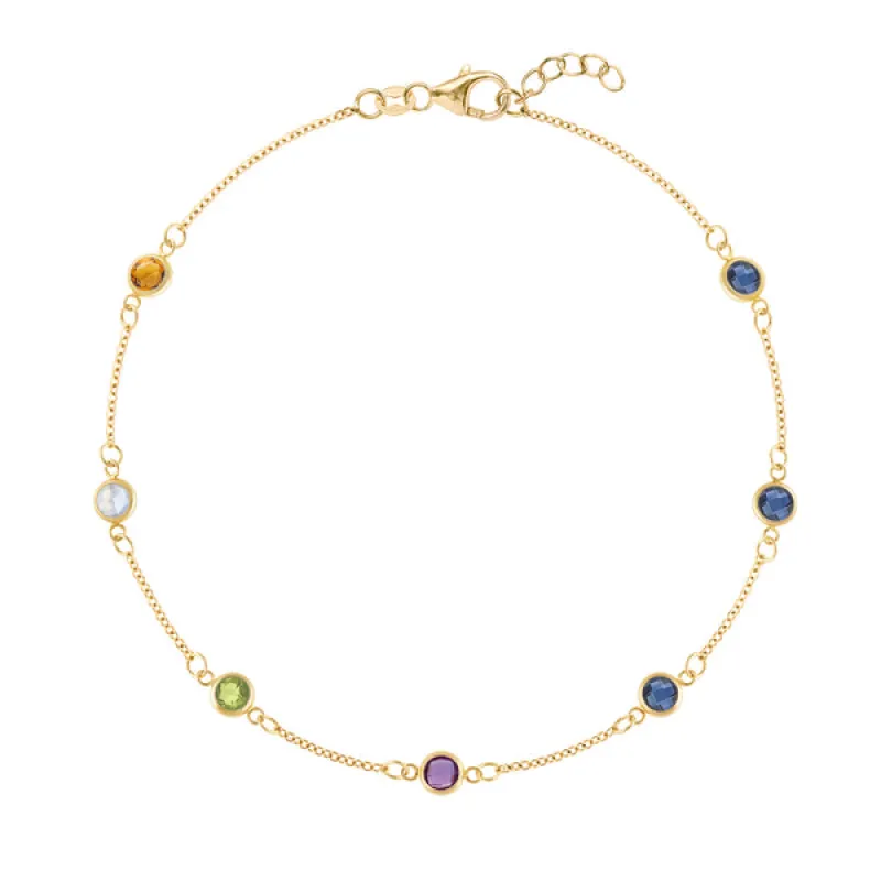 Personalized Classic 7 Birthstone Bracelet in 14k Gold sold by Haverhill