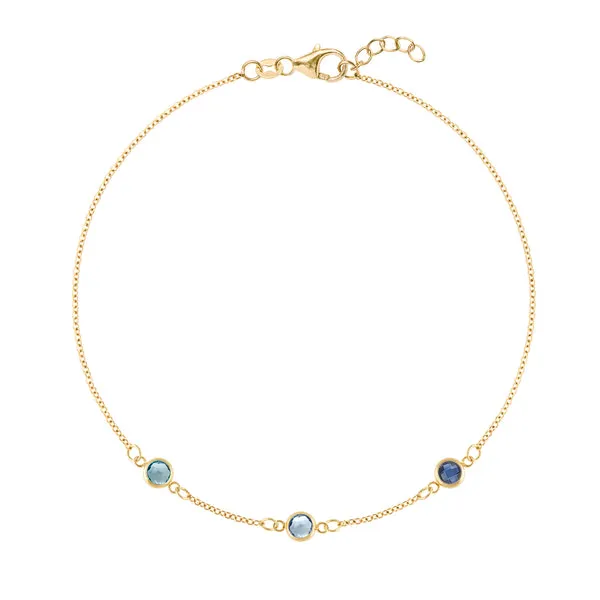 Personalized Classic 3 Birthstone Bracelet in 14k Gold sold by Haverhill