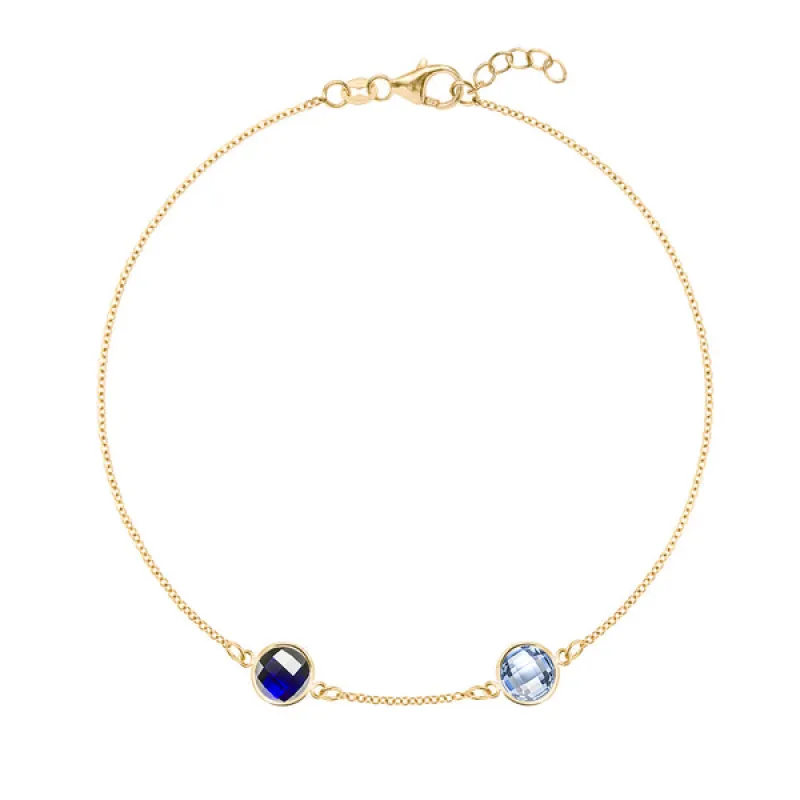 Personalized Grand 2 Birthstone Bracelet in 14k Gold sold by Haverhill