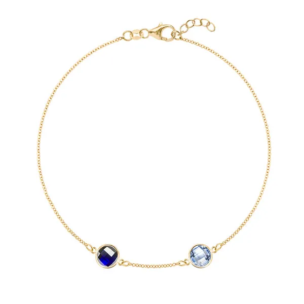Personalized Grand 2 Birthstone Bracelet in 14k Gold sold by Haverhill