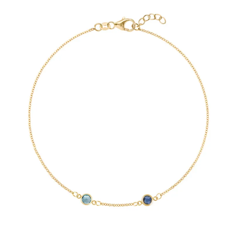 Personalized Classic 2 Birthstone Bracelet in 14k Gold sold by Haverhill