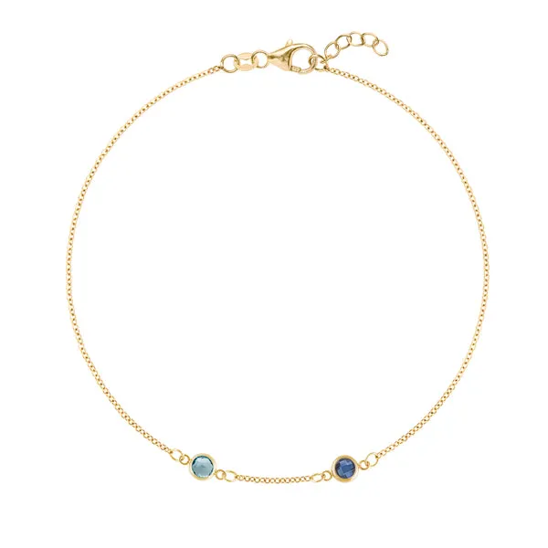 Personalized Classic 2 Birthstone Bracelet in 14k Gold sold by Haverhill