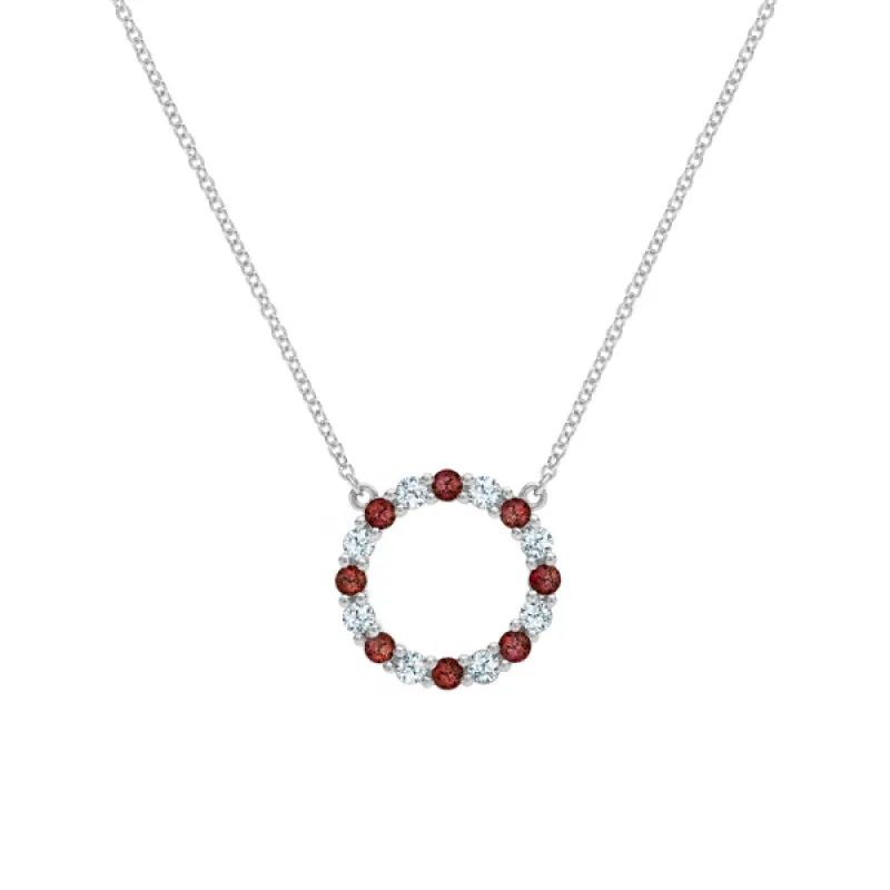 Personalized Rosecliff Circle Birthstone Necklace in 14k Gold sold by Haverhill