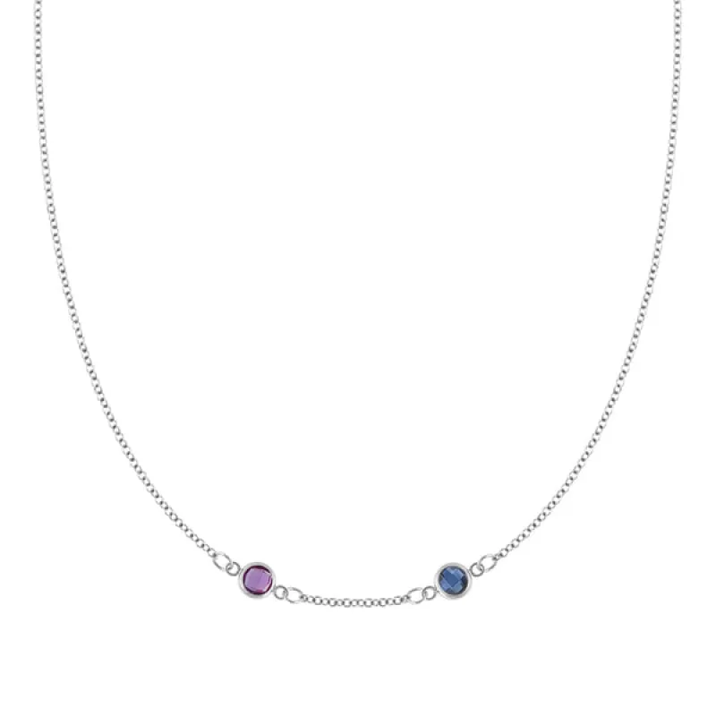 Personalized Classic 2 Birthstone Necklace in 14k Gold (Centered) sold by Haverhill