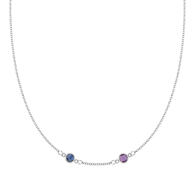 Personalized Classic 2 Birthstone Necklace in 14k Gold (Centered) sold by Haverhill