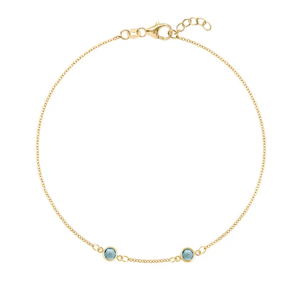 Personalized Classic 2 Birthstone Bracelet in 14k Gold sold by Haverhill