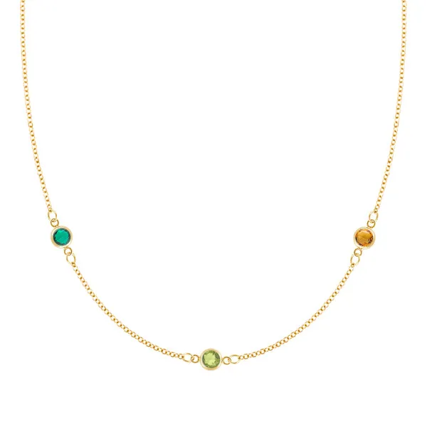Personalized Classic 3 Birthstone Necklace in 14k Gold sold by Haverhill