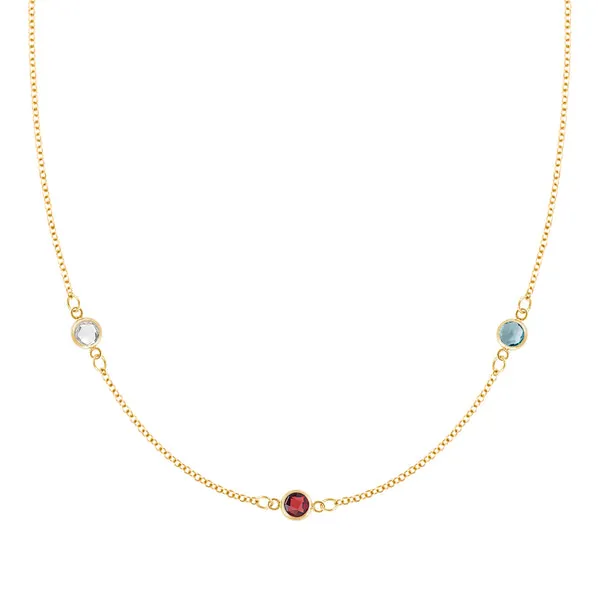 Personalized Classic 3 Birthstone Necklace in 14k Gold sold by Haverhill