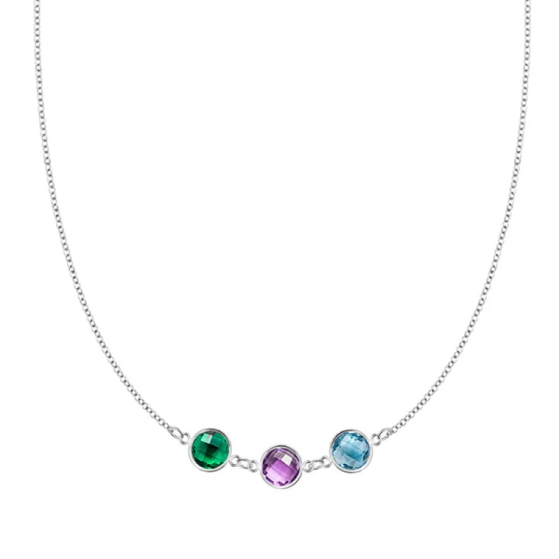 Personalized Grand 3 Connected Birthstone Necklace in 14k Gold sold by Haverhill