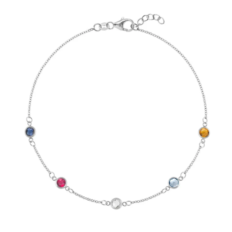 Personalized Classic 5 Birthstone Bracelet in 14k Gold sold by Haverhill