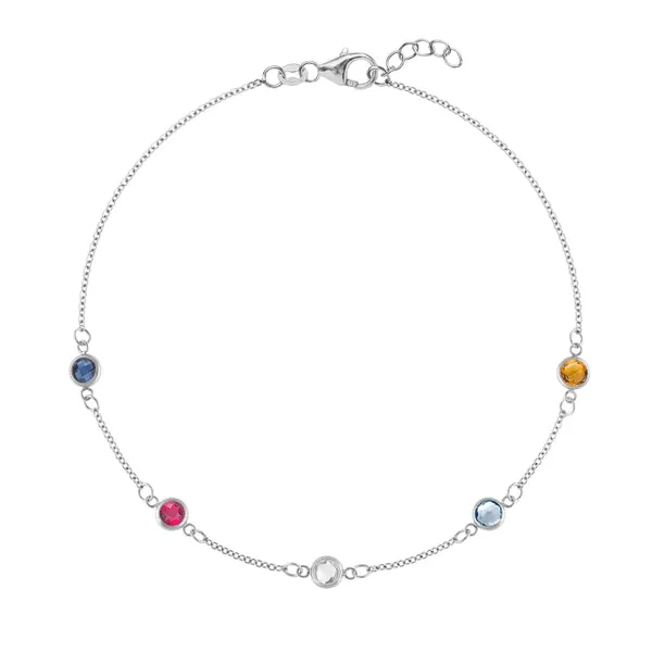Personalized Classic 5 Birthstone Bracelet in 14k Gold sold by Haverhill