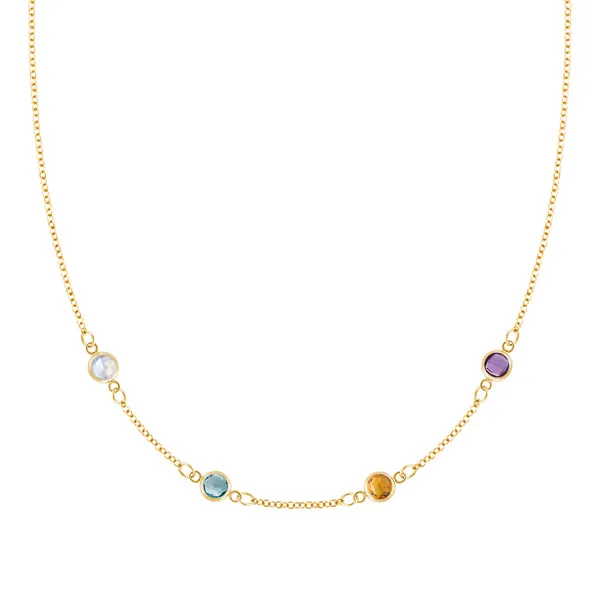 Personalized Classic 4 Birthstone Necklace in 14k Gold sold by Haverhill