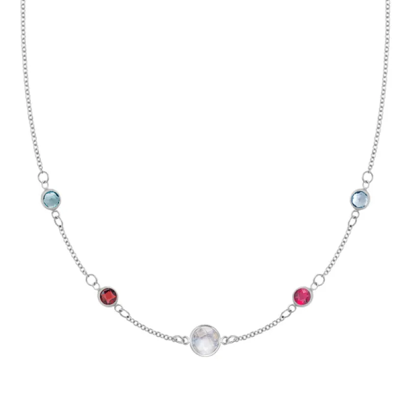 Personalized 1 Grand & 4 Classic Birthstone Necklace in 14k Gold sold by Haverhill
