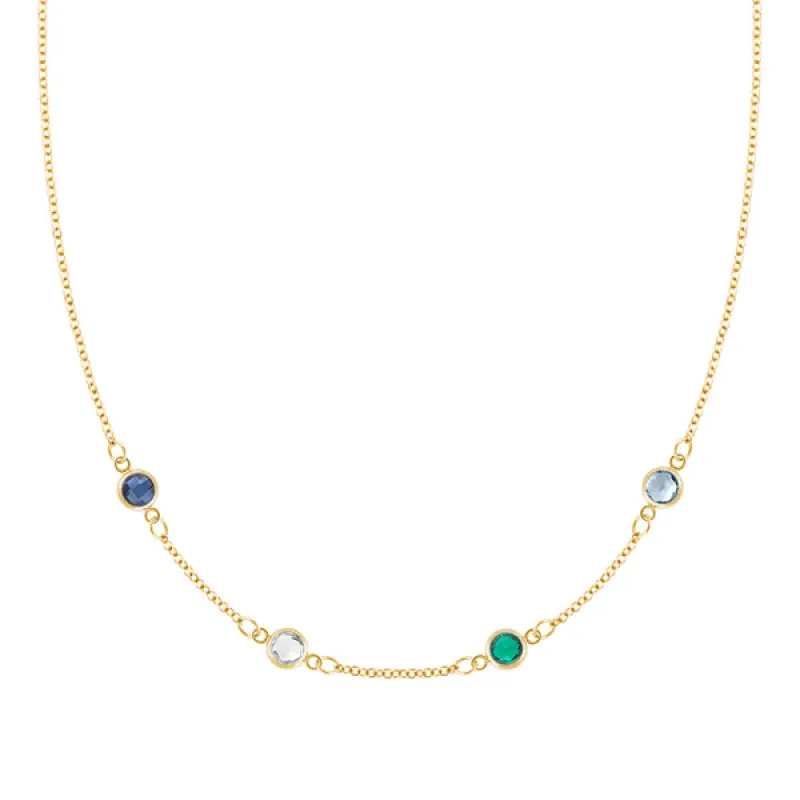 Personalized Classic 4 Birthstone Necklace in 14k Gold sold by Haverhill