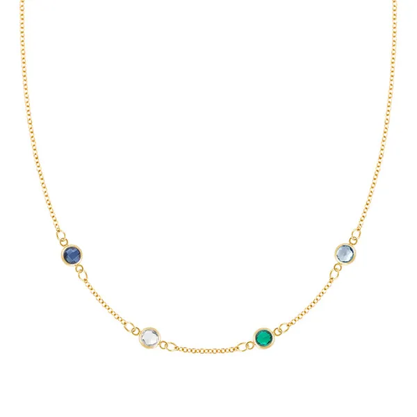 Personalized Classic 4 Birthstone Necklace in 14k Gold sold by Haverhill