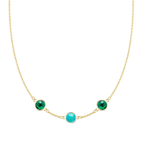 Personalized Grand 3 Birthstone Necklace in 14k Gold sold by Haverhill