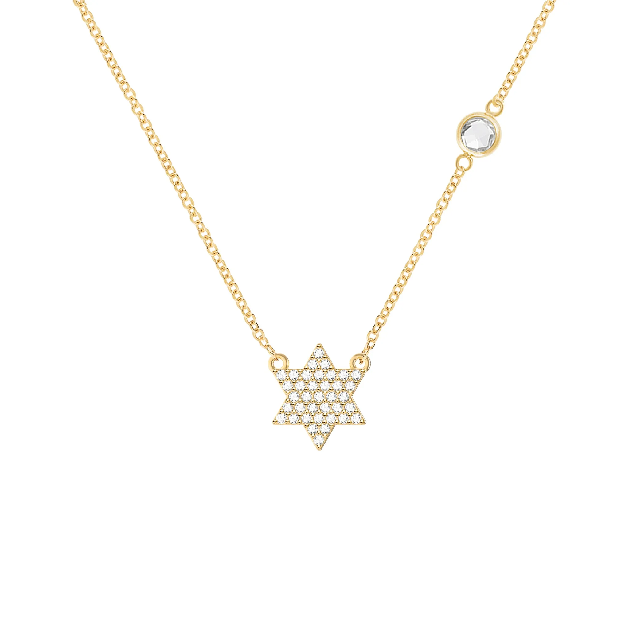 Diamond Star of David & Birthstone Necklace in 14k Gold sold by Haverhill