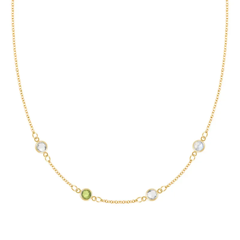 Personalized Classic 4 Birthstone Necklace in 14k Gold sold by Haverhill