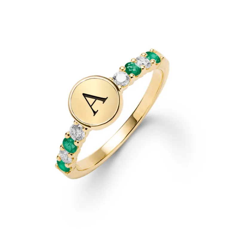 Personalized Rosecliff Letter Ring in 14k Gold sold by Haverhill