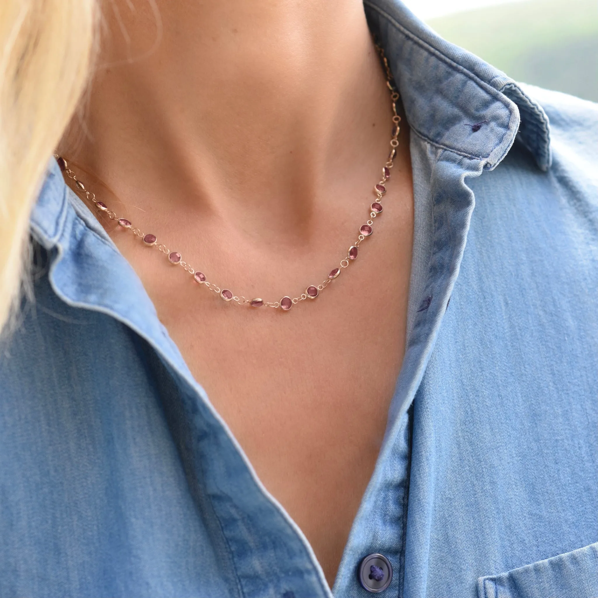Newport Pink Tourmaline Necklace in 14k White Gold sold by Haverhill product image thumbnail 2