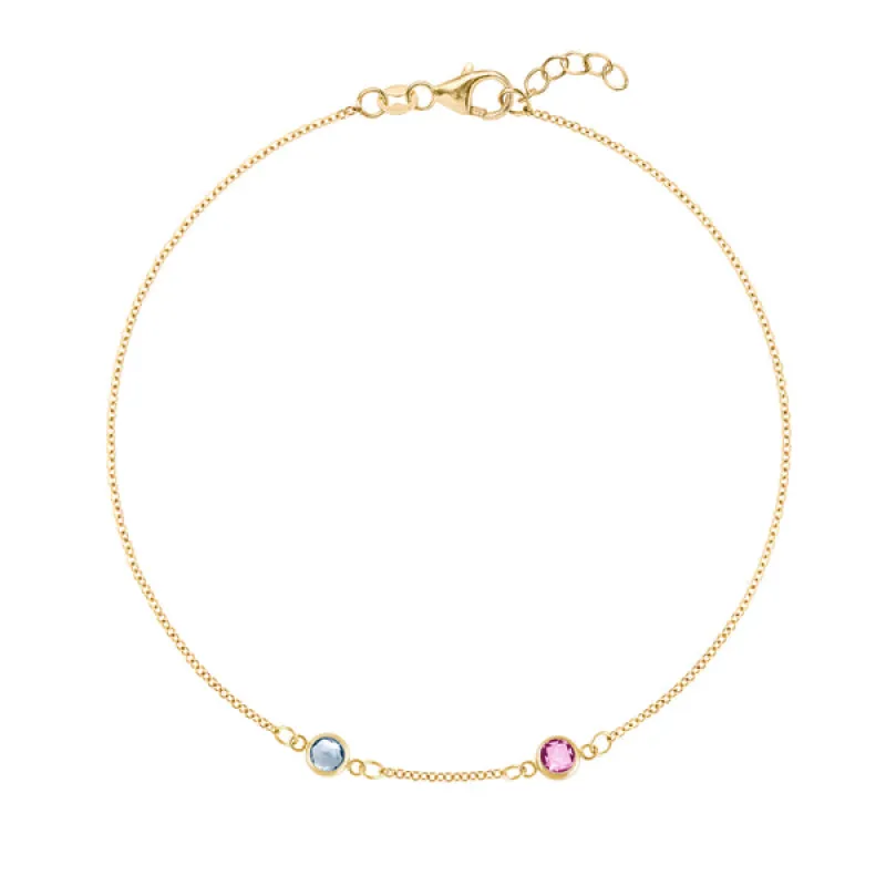 Personalized Classic 2 Birthstone Bracelet in 14k Gold sold by Haverhill