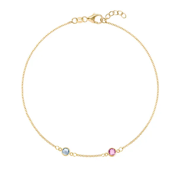 Personalized Classic 2 Birthstone Bracelet in 14k Gold sold by Haverhill