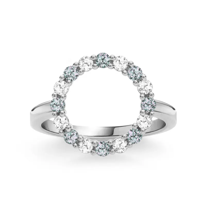 Personalized Rosecliff Circle Birthstone Ring in 14k Gold sold by Haverhill