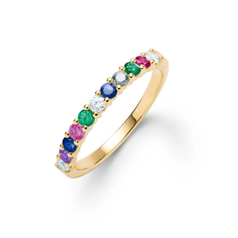 Personalized Rosecliff Birthstone Stackable Ring in 14k Gold made by Haverhill