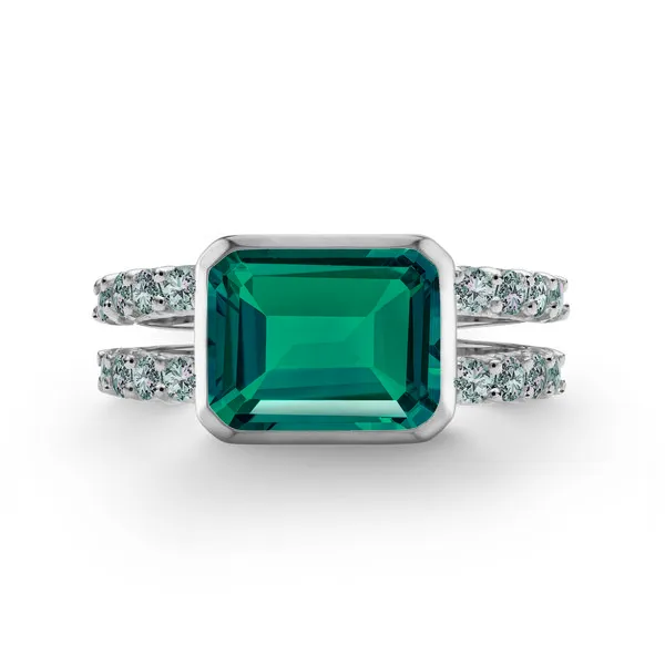 Personalized Warren Horizontal Birthstone Ring with Accent Stones in 14k Gold sold by Haverhill