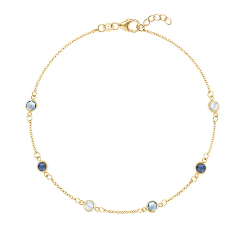 Personalized Classic 6 Birthstone Bracelet in 14k Gold sold by Haverhill