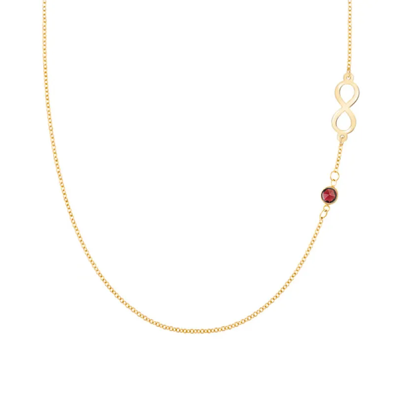 Personalized Classic Infinity & 1 Birthstone Necklace in 14k Gold sold by Haverhill