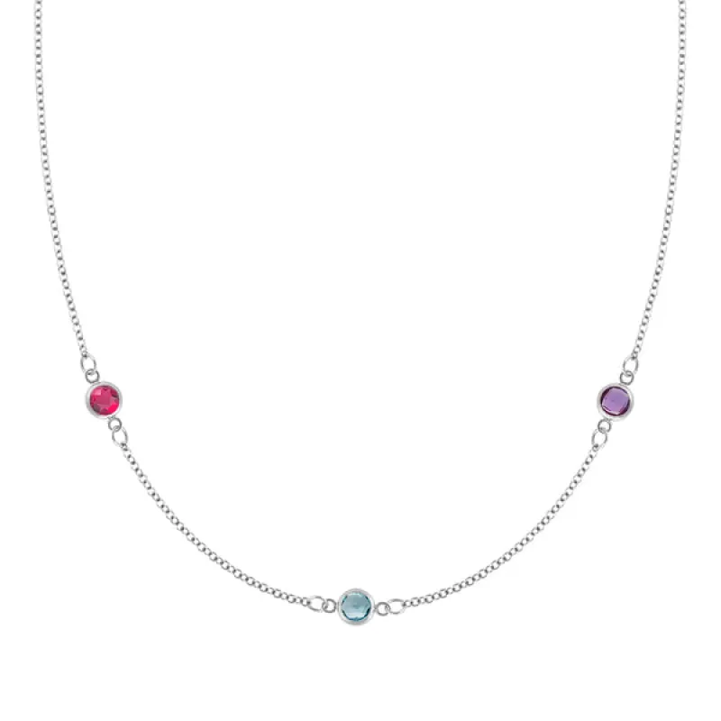 Personalized Classic 3 Birthstone Necklace in 14k Gold sold by Haverhill