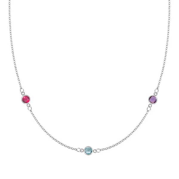 Personalized Classic 3 Birthstone Necklace in 14k Gold sold by Haverhill