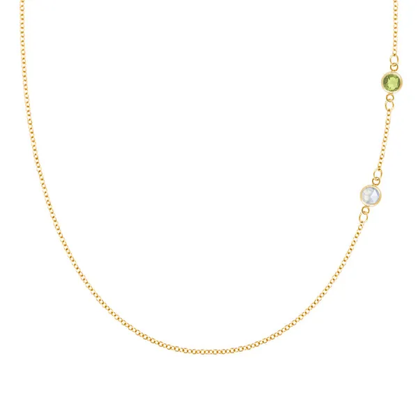 Personalized Classic 2 Birthstone Necklace in 14k Gold sold by Haverhill
