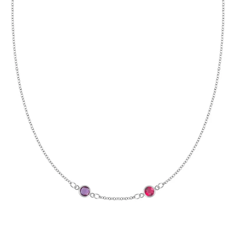 Personalized Classic 2 Birthstone Necklace in 14k Gold (Centered) sold by Haverhill