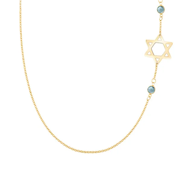 Personalized Classic Star of David & 2 Birthstone Necklace in 14k Gold sold by Haverhill