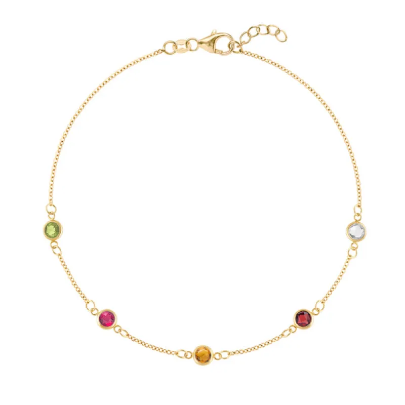 Personalized Classic 5 Birthstone Bracelet in 14k Gold sold by Haverhill
