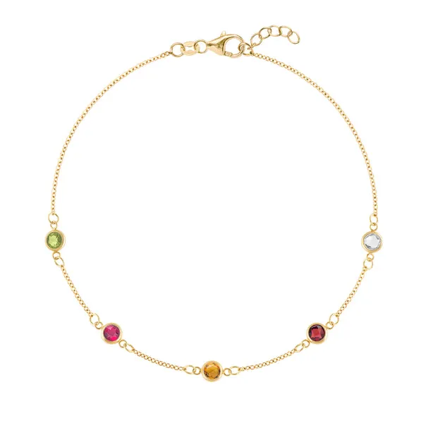 Personalized Classic 5 Birthstone Bracelet in 14k Gold sold by Haverhill