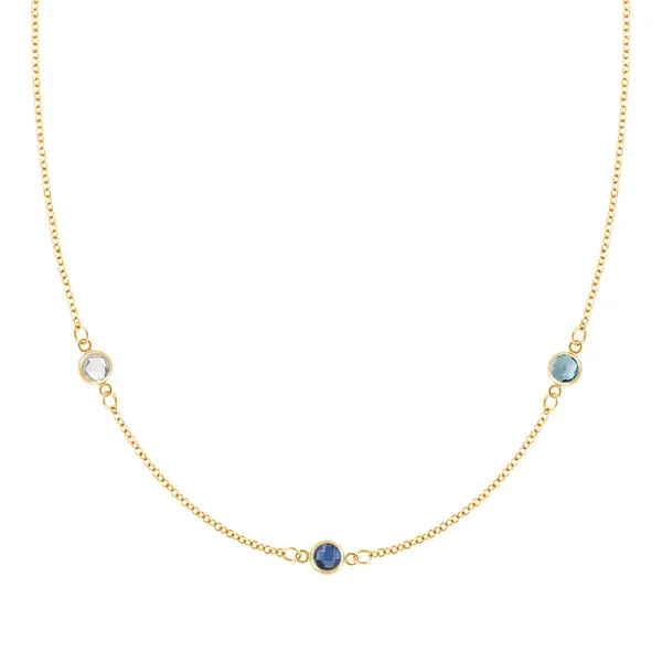Personalized Classic 3 Birthstone Necklace in 14k Gold sold by Haverhill