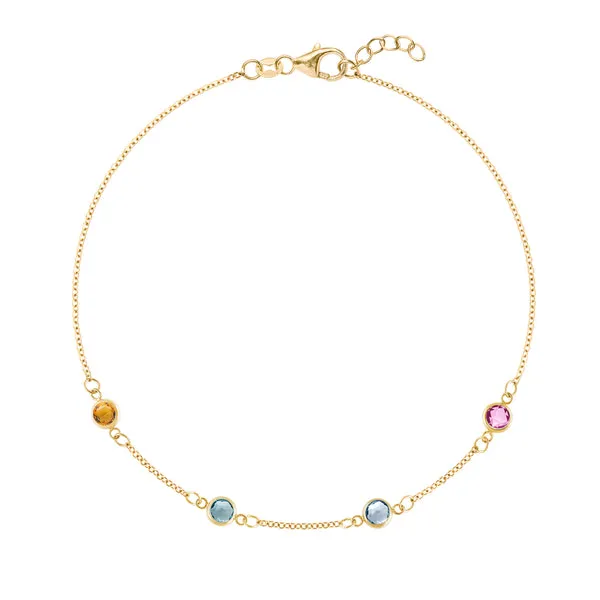 Personalized Classic 4 Birthstone Bracelet in 14k Gold sold by Haverhill