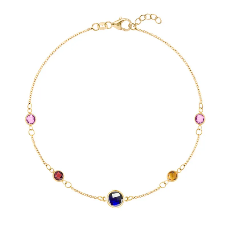 Personalized 1 Grand & 4 Classic Birthstone Bracelet in 14k Gold sold by Haverhill